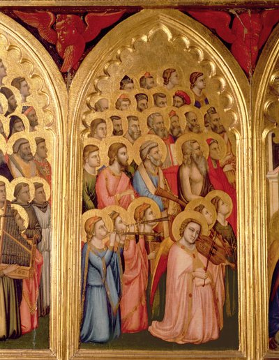 Angels from the Coronation of the Virgin Polyptych (far left panel) by Ambrogio Bondone Giotto